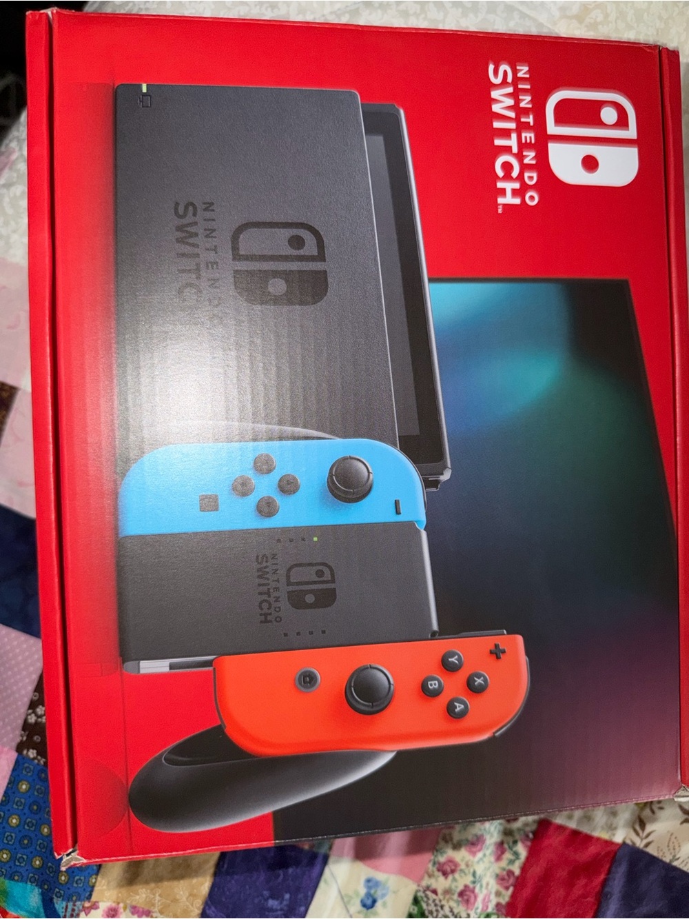 Nintendo Switch Console with Neon Blue and Neon Red Joy-Con